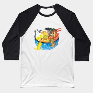 Cat Ramen Baseball T-Shirt